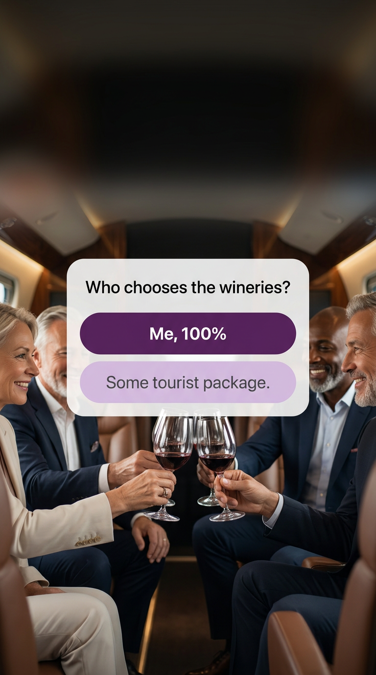 Group of guests enjoying a wine tasting day in Napa Valley with Ride Eaze private transportation