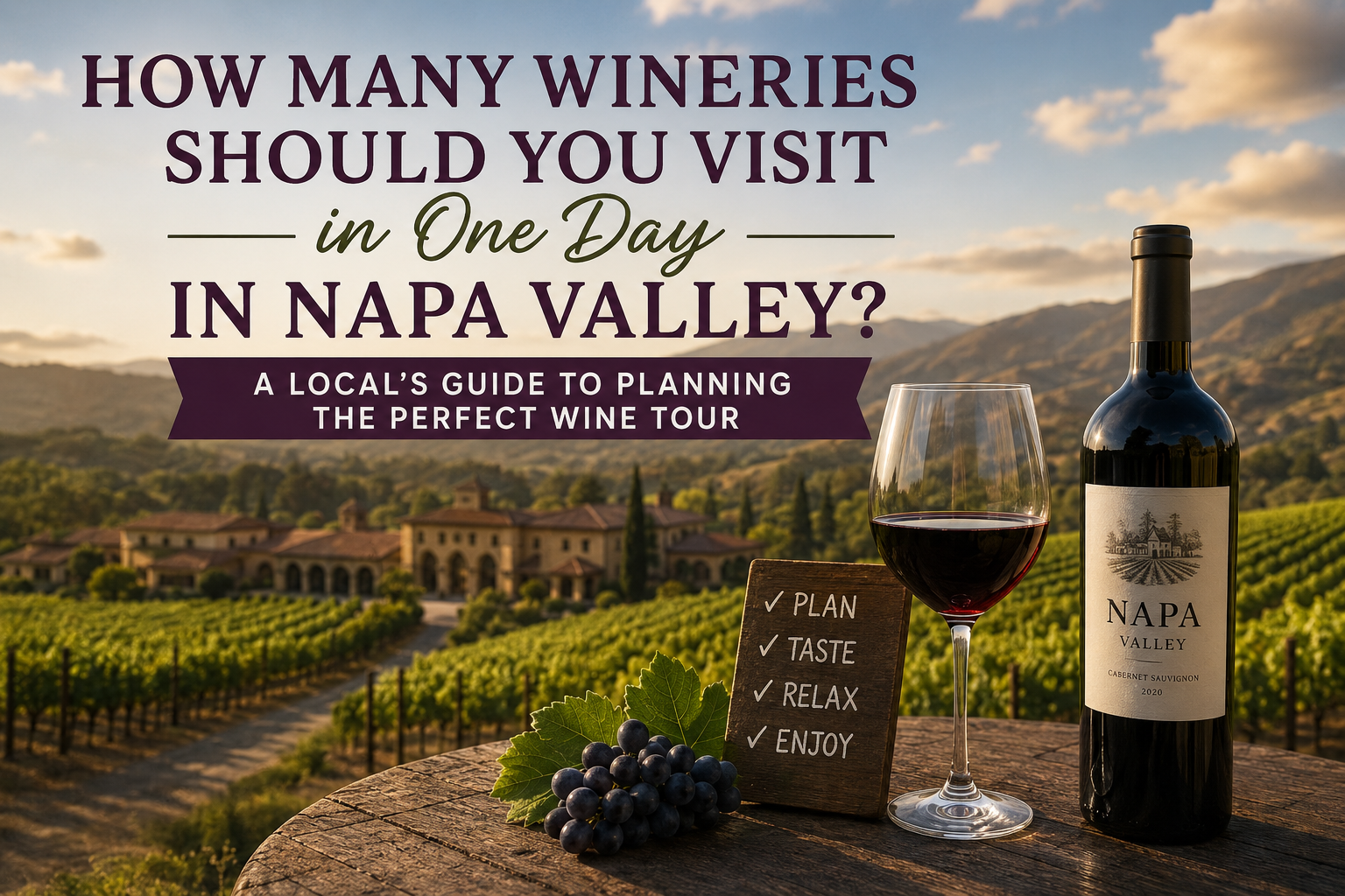 Napa Valley vineyard landscape — guide to how many wineries you should visit in one day for the perfect wine tour experience