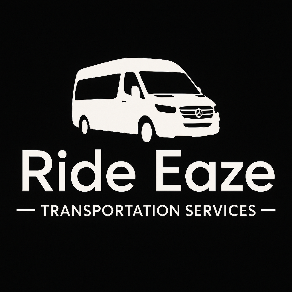 White Mercedes Sprinter van with Ride Eaze branding for group transportation in Napa Valley