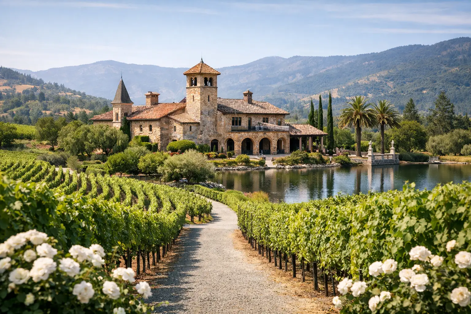 Beautiful Napa Valley winery estate showcasing stunning architecture and vineyard scenery
